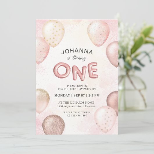 Glitzer Monogram für benutzerdefinierte Pastellfar Einladung (Stehend Vorderseite)