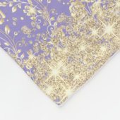 Glitzer Monogram Gold Floral on Lavendel Fleecedecke (Ecke)