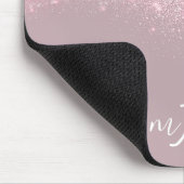Glitzer Monogram Makeup Artist Name Pink Mauve Mousepad (Ecke)