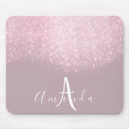 Glitzer Monogram Makeup Artist Name Pink Mauve Mousepad (Vorne)