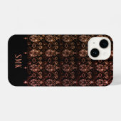 Glitzer Monogram Rose Gold Black iPhone Hülle (Rückseite (Horizontal))