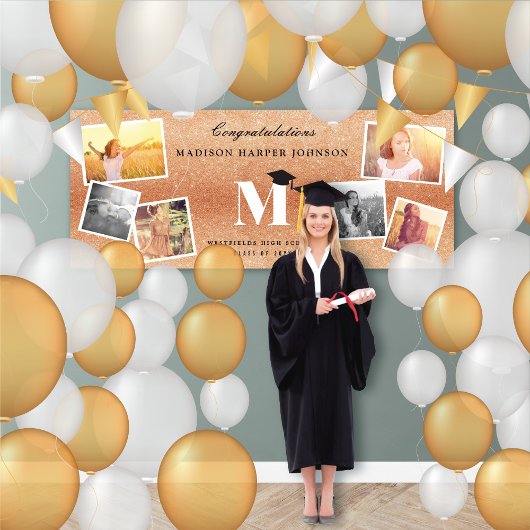 Glitzer Monogramm 6 Foto Graduationspartei für Kup Banner