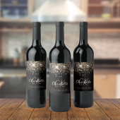 Glitzer-Monogramm-Anfangsbuchstaben Weinetikett