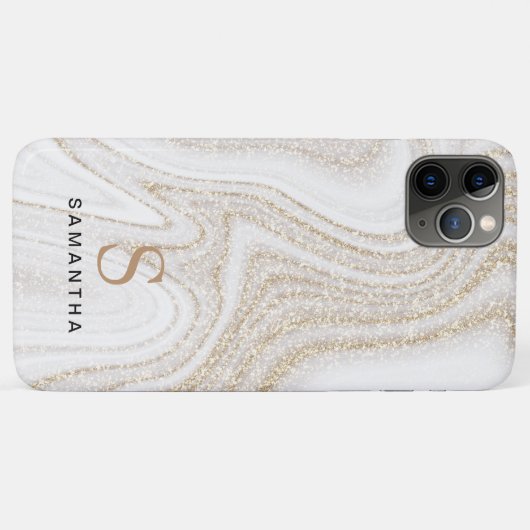 Glitzer-Monogramm aus weißem Marmor Case-Mate iPhone Hülle (Rückseite (Horizontal))