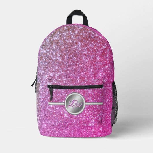 Glitzer-Monogramm Bedruckter Rucksack (Vorderseite)