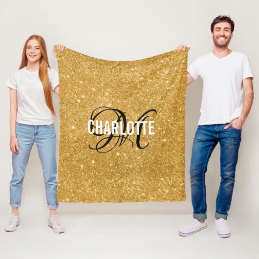 Glitzer-Monogramm-Bezeichnung Fleece-Decke Fleecedecke (Beispiel)
