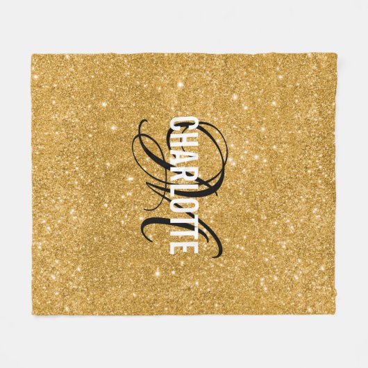 Glitzer-Monogramm-Bezeichnung Fleece-Decke Fleecedecke (Vorderseite (Horizontal))