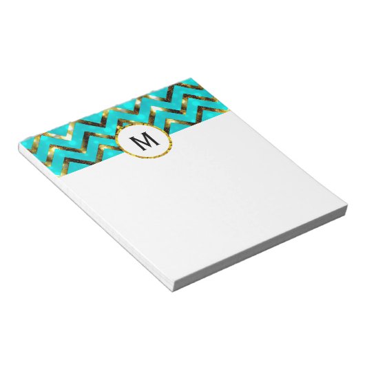 Glitzer-Monogramm-Gürtelgold Notizblock (angewinkelt)