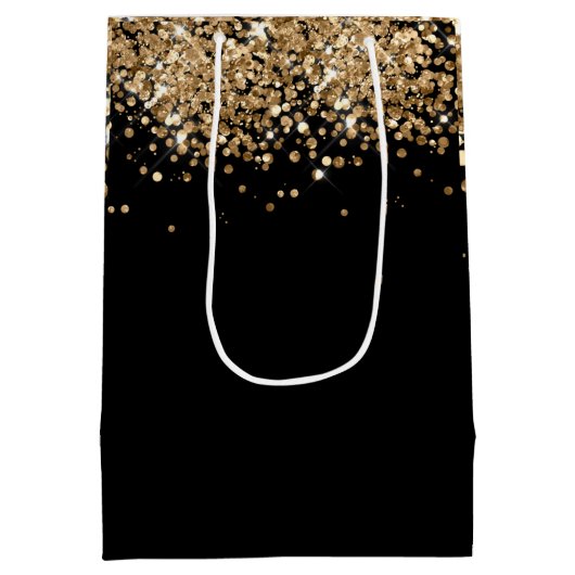 Glitzer-Monogramm-individuelle Name Mittlere Geschenktüte (Rückseite)