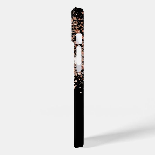 Glitzer-Monogramm-Name der schwarzen Rose Case-Mate iPhone Hülle (Rückseite / Links)