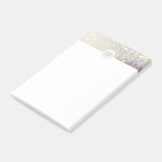 Glitzer-Monogramm Post-it Klebezettel (angewinkelt)