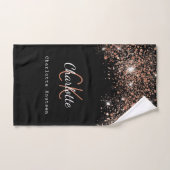 Glitzer-Monogrammnamenskript für die schwarze Rose Badhandtuch Set (Handtuch)