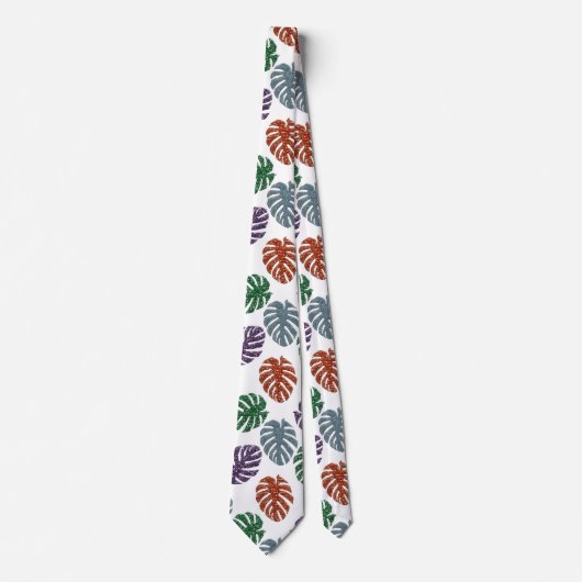 Glitzer Monstera Neck Tie Krawatte (Vorderseite)
