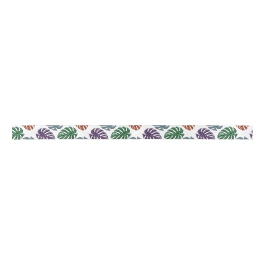 Glitzer Monstera Ribbon Satinband (Vorderseite)