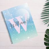 Glitzer Moonlight Gradient Glitzern Monogram Name Notizblock