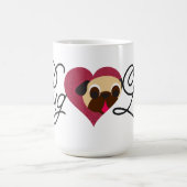 Glitzer-Mops-Liebe-Kitz-Mops in der Herz-Tasse Kaffeetasse (Mittel)
