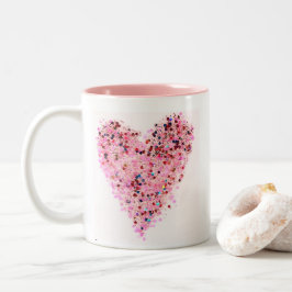 Glitzer-Mug mit rosa Herz Zweifarbige Tasse