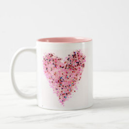 Glitzer-Mug mit rosa Herz Zweifarbige Tasse