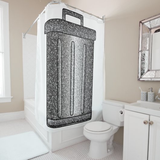 Glitzer-Mülleimer Duschvorhang (Beispiel)