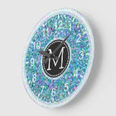 Glitzer Multicolor-Malerei Monogramm #4 Große Wanduhr (Winkel)