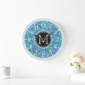 Glitzer Multicolor-Malerei Monogramm #4 Große Wanduhr (Zuhause)