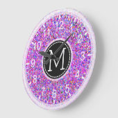 Glitzer-Multicolor-Malerei Monogramm Große Wanduhr (Winkel)