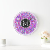 Glitzer-Multicolor-Malerei Monogramm Große Wanduhr (Zuhause)