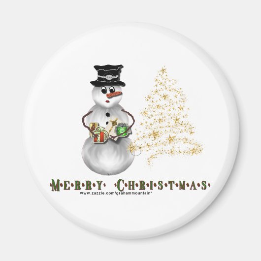 Glitzer N Gold Snowman Magnet (Vorne)