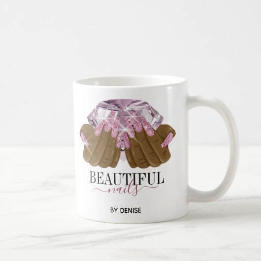 Glitzer Nagelstudio HandNägel-Technikerin Kaffeetasse (Rechts)