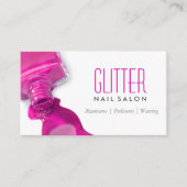 Glitzer Nail Salon Manicure - Rosa Schönheit Stilv Visitenkarte (Vorderseite)