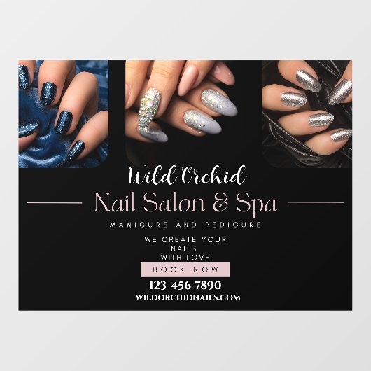 Glitzer Nails Nail Salon Wellness-Center Shop anpa Fensteraufkleber (Blatt)