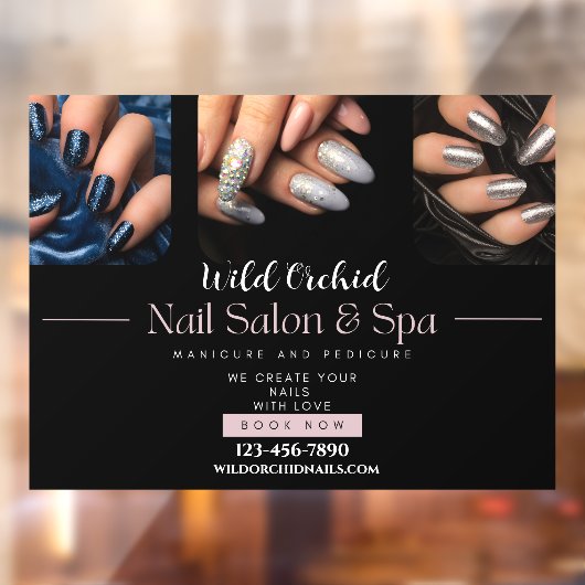 Glitzer Nails Nail Salon Wellness-Center Shop anpa Fensteraufkleber (Blatt 2)