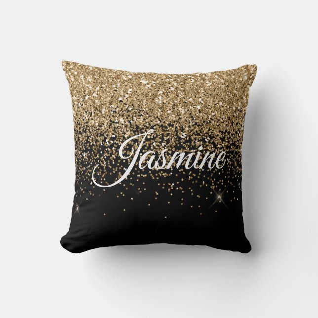 Glitzer Name Pillow Black Kissen (Vorderseite)