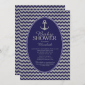 Glitzer Nautical Anchor Kinderdusche Einladung (Vorne/Hinten)