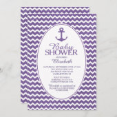 Glitzer Nautical Anchor Kinderdusche Einladung (Vorne/Hinten)