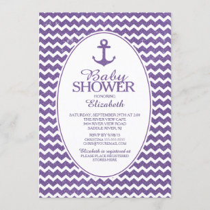 Glitzer Nautical Anchor Kinderdusche Einladung