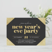 Glitzer Neujahrsfeierliche Party Einladung (Stehend Vorderseite)