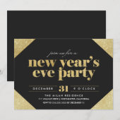 Glitzer Neujahrsfeierliche Party Einladung (Vorne/Hinten)