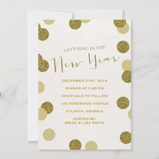 Glitzer Neujahrsfeierliche Party Einladung (Vorderseite)