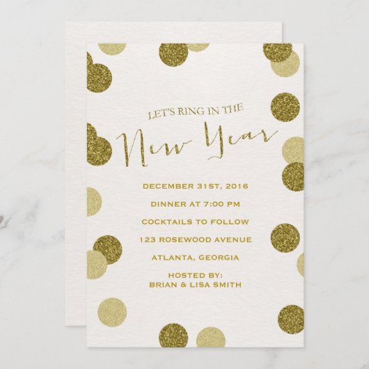 Glitzer Neujahrsfeierliche Party Einladung (Vorne/Hinten)