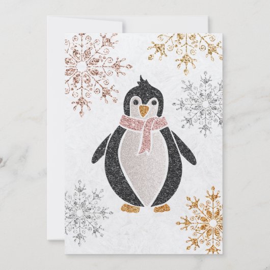 Glitzer Niedlich Penguin Weihnachts-Dinner Party I Einladung (Rückseite)
