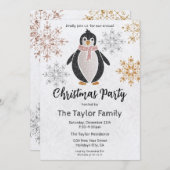 Glitzer Niedlich Penguin Weihnachts-Dinner Party I Einladung (Vorne/Hinten)