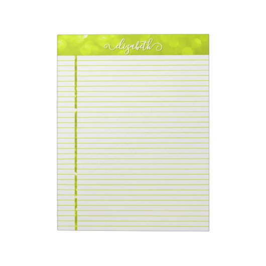 Glitzer Notepad in Chartreuse Notizblock (Rotiert)