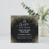 Glitzer Nurse Abschluss Save the Date Pinning Karte (Stehend Vorderseite)