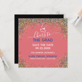 Glitzer Nurse Abschluss Save the Date Pinning Karte (Vorderseite/Rückseite Beispiel)
