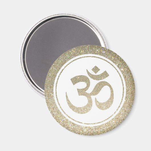Glitzer OM Symbol Kühlschrankmagnet (Vorderseite/Rückseite)