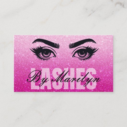 Glitzer Ombre Elegant Lash Scannable QR Code Visitenkarte (Vorderseite)
