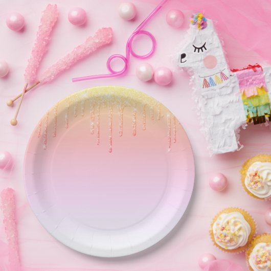 Glitzer Ombré Glam Glitzern Pappteller (Party)