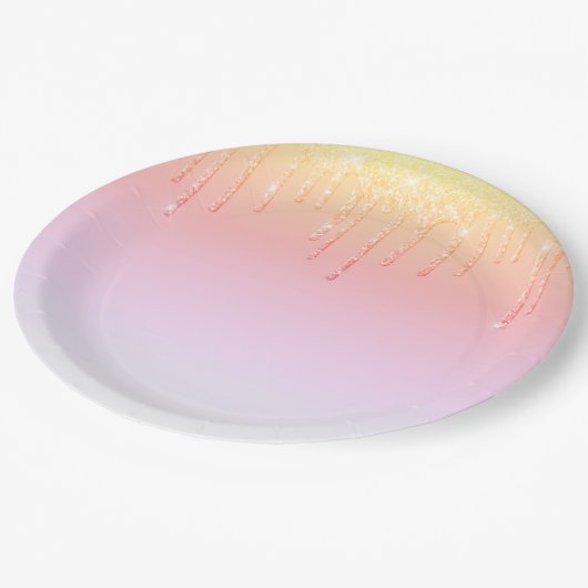 Glitzer Ombré Glam Glitzern Pappteller (Schrägansicht)