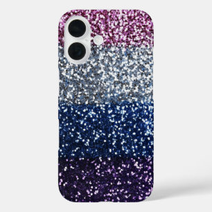Glitzer Ombre Lila Blue iPhone 16 Hülle
